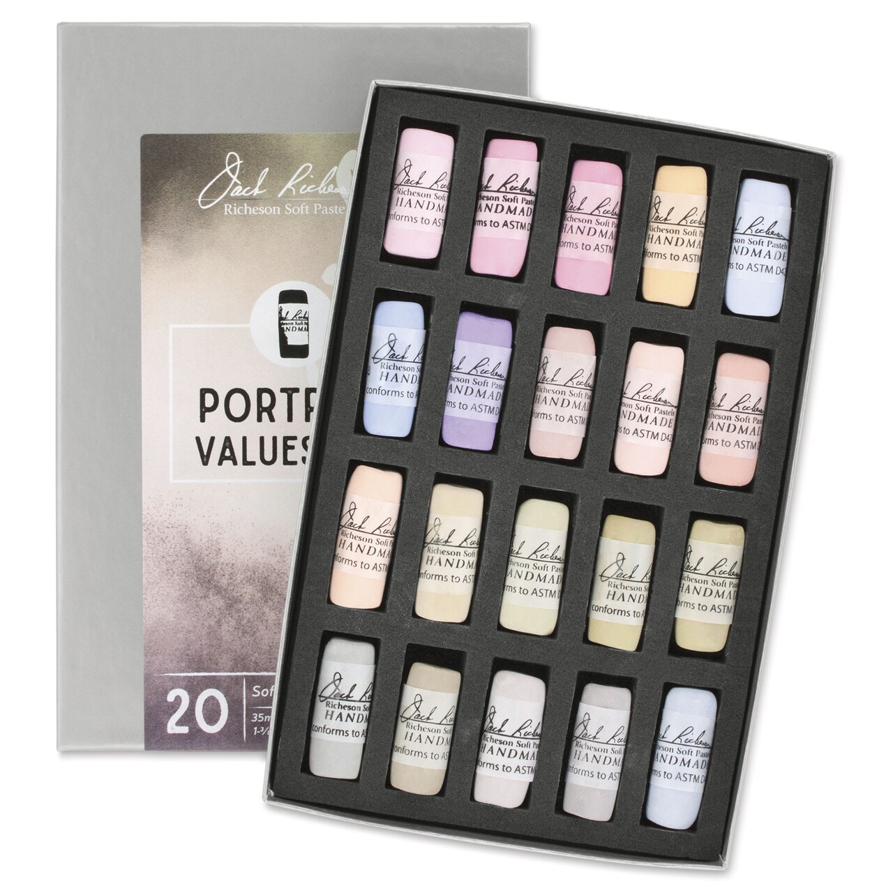 Richeson Soft Handrolled Pastels - Portrait Values 8-9, Set of 20